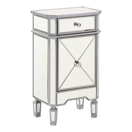 Elegant Decor 1 Drawer 1 Door Cabinet 18 In. X 12 In. X 32 In. In Silver Paint MF6-1015S